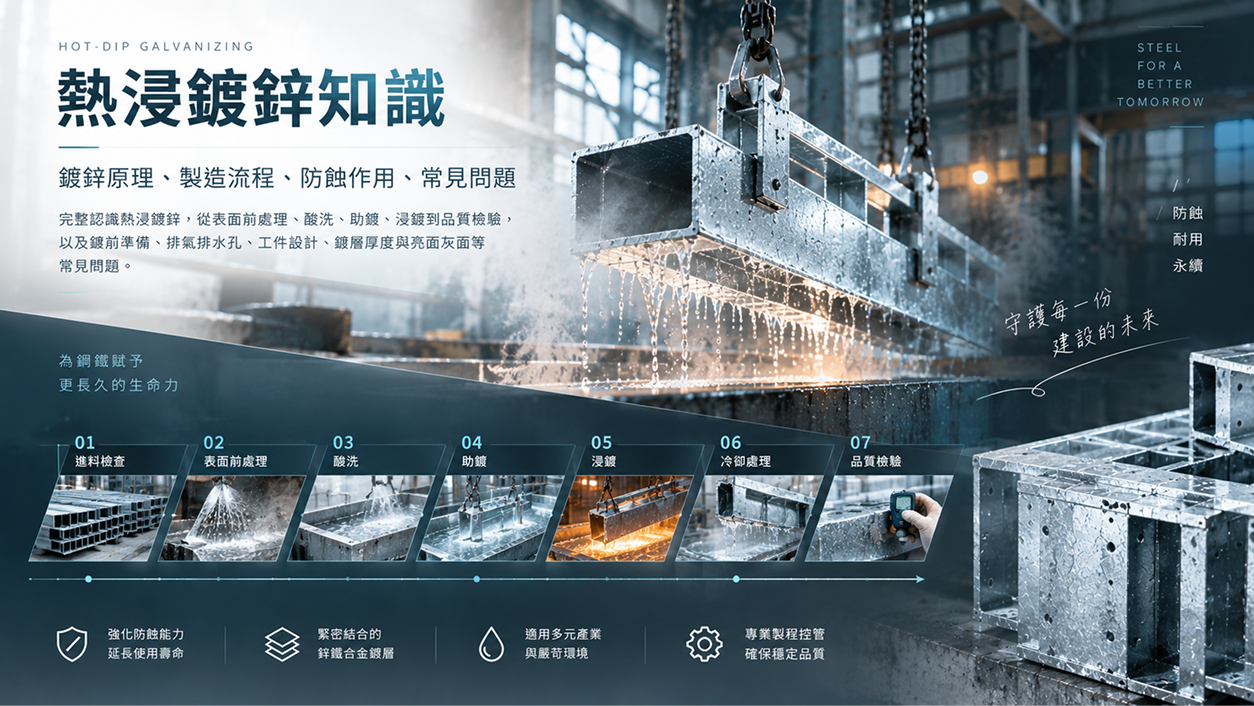 熱浸鍍鋅知識｜鍍鋅原理、製造流程、防蝕作用與常見問題｜金正豐企業
